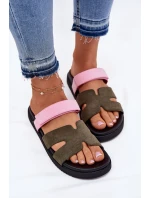 Dámské Pantofle Na Suchý Zip Vinceza 17401 Zeleno-Růžové