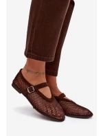 Síťované baleríny s páskem čokoládové Pherina