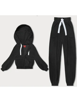 Černý žebrovaný teplákový komplet (AMG-335A) Černý žebrovaný teplákový komplet (AMG-335A)