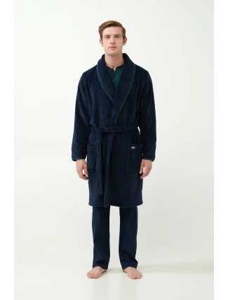 Vamp - Klasický modrý fleecový župan 21607 - Vamp Vamp - Klasický modrý fleecový župan 21607 - Vamp