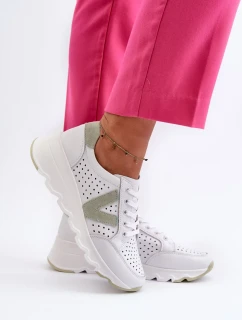 Dámské kožené lehké sportovní boty bílé Eleonori