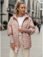 Dámská prošívaná bunda s kapucí růžová FashionStreet TY5528