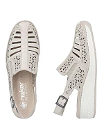 Dámské béžové kožené sandály na platformě Rieker 48763-60