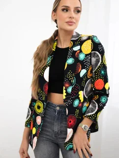 Bavlněná bunda s barevným potiskem černý