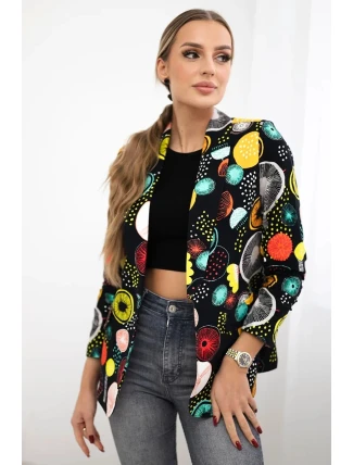 Bavlněná bunda s barevným potiskem černý Bavlněná bunda s barevným potiskem černý