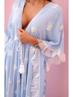 Dámská boho viskózová pláštěnka s krajkou modrý
