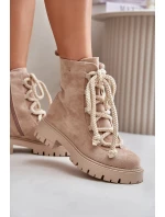 Zateplené boty z eko semiše na zip světlobéžové Caellita Zateplené boty z eko semiše na zip světlobéžové Caellita