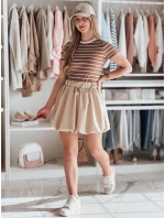 LINESS hnědé pruhované dámské základní tričko FashionStreet RY2810