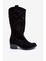 Zazoo 4043 Semišové Černé Boty S Nízkým Podpatkem Prodyšné