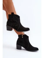 Zazoo 3426 Dámské Semišové Botky Kowbojky Černé