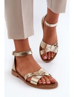 Zazoo 40378 Ploché Dámské Kožené Sandály Zlaté Zazoo 40378 Ploché Dámské Kožené Sandály Zlaté