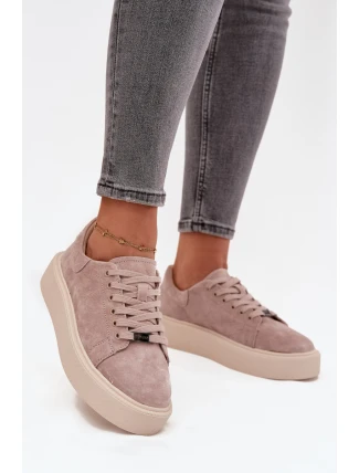 Semišové dámské tenisky na platformě Vinceza 79578 Béžové