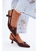 Dámské sandály na podpatku se špičatými špičkami Hnědé Felessa