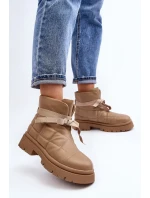 Dámské kotníkové boty s prošíváním a šněrováním Khaki Bizzanti Dámské kotníkové boty s prošíváním a šněrováním Khaki Bizzanti
