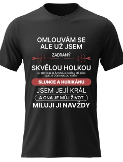 Pánské bavlněné tričko s potiskem - ZABRANÝ SKVĚLOU HOLKOU - černé