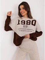 Dámská dvoudílná souprava s volným svetrem béžová/hnědá (1497) Dámská dvoudílná souprava s volným svetrem béžová/hnědá (1497)