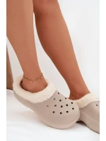 Pěnové dámské pantofle s teplou kožešinou Khaki Palvine Pěnové dámské pantofle s teplou kožešinou Khaki Palvine