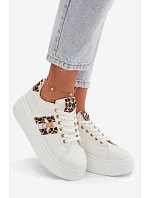 Dámské tenisky na platformě s přezkou Bílá leopardí vzor Palvessa