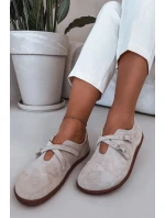 Kožené semišové dámské polobotky Zazoo N1271 světle béžové