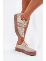 Dámské Kožené Tenisky Na Platformě Zazoo N1234 Béžové Dámské Kožené Tenisky Na Platformě Zazoo N1234 Béžové