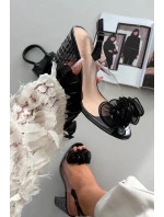 Sandály na podpatku s krystaly D&A MR52-237 Černé