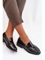Lakované dámské mokasiny s třásněmi Černé Galera