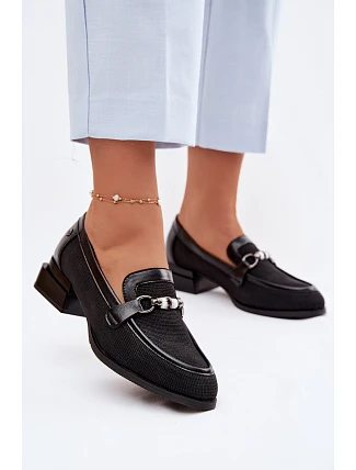 Dámské polobotky na podpatku s ozdobným detailem Černé Meliva