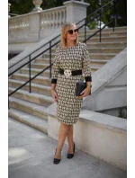 Denní šaty M376 béžovo-černé - La Aurora Denní šaty M376 béžovo-černé - La Aurora