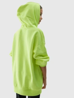 Dívčí tepláková mikina bez zapínání a s kapucí 4F - žlutá