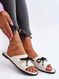 Dámské pantofle z eko kůže Big Star Bílé