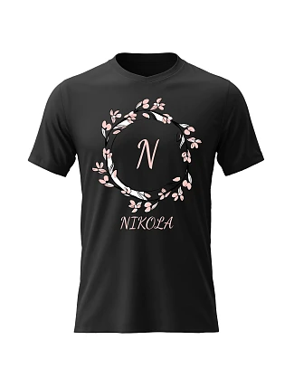 Dámské bavlněné tričko s potiskem - KVĚTINOVÝ MOTIV SE JMÉNEM - NIKOLA - černé Dámské bavlněné tričko s potiskem - KVĚTINOVÝ MOTIV SE JMÉNEM - NIKOLA - černé