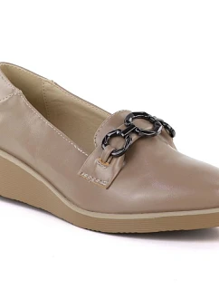 Dámské polobotky na klínovém podpatku s ornamentem béžové barvy M.Daszynski MR2265