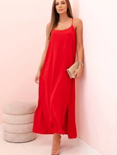 Dlouhá šaty na ramínka červená