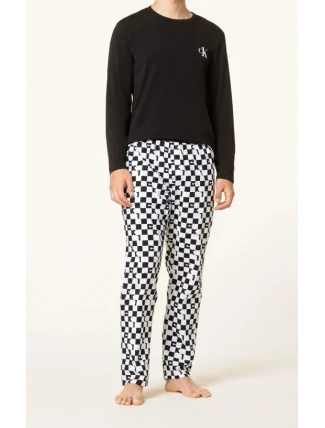 Pánské pyžamo NM2019E 6OE černá/bílá - Calvin Klein