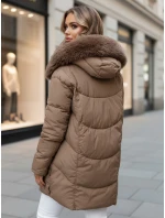 Dámská zimní bunda MORISIO dlouhá prošívaná s kapucí béžová FashionStreet TY5183