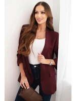 Dámská sako bez zapínání s podšívkou S/M švestková