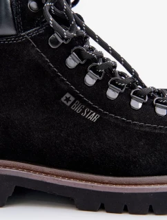 Semišové Zateplené Kotníkové Boty Traperky Pánské Big Star Hi-Poly System Černé
