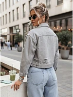 Dámská krátká džínová bunda sepraná LANDIA šedá FashionStreet TY5684