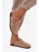 Dámské nazouváky s teplou podšívkou s přezkou Béžové Sylisse Dámské nazouváky s teplou podšívkou s přezkou Béžové Sylisse