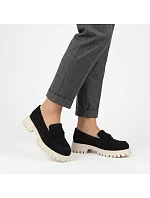 Dámské kožené polobotky semišové lordy černé Filippo DP7554