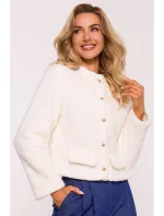 M807 Oříznuté medvídkové sako - ecru barva M807 Oříznuté medvídkové sako - ecru barva