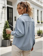 Dámská modrá džínová košile FashionStreet DY0490 Dámská modrá džínová košile FashionStreet DY0490