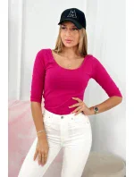 Halenka s kulatým výstřihem fuchsiová