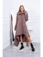 Zateplené šaty s delšími stranami mocca Zateplené šaty s delšími stranami mocca