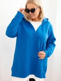 Dámská mikina zateplená Plus Size s kapucí a výstřihem do V chaberová