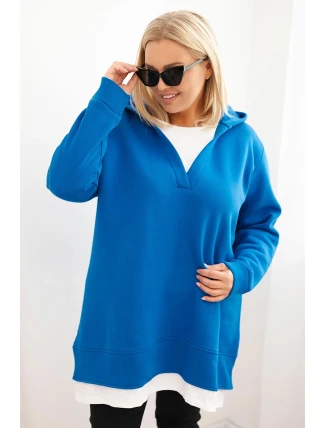 Dámská mikina zateplená Plus Size s kapucí a výstřihem do V chaberová Dámská mikina zateplená Plus Size s kapucí a výstřihem do V chaberová