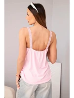 Dámská halenka na ramínkách s krajkovým zakončením bonbónově růžová Dámská halenka na ramínkách s krajkovým zakončením bonbónově růžová