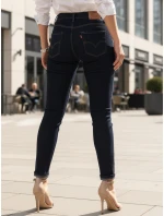 Dámské skinny džíny s vysokým pasem tmavě modré FashionStreet UY2865