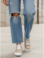 Dámské šněrovací tenisky na silné podrážce béžové FashionStreet ZY1379