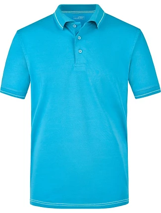 Daiber JN 569 Pánské žerzejové elastické polo 02.0569 aqua/white